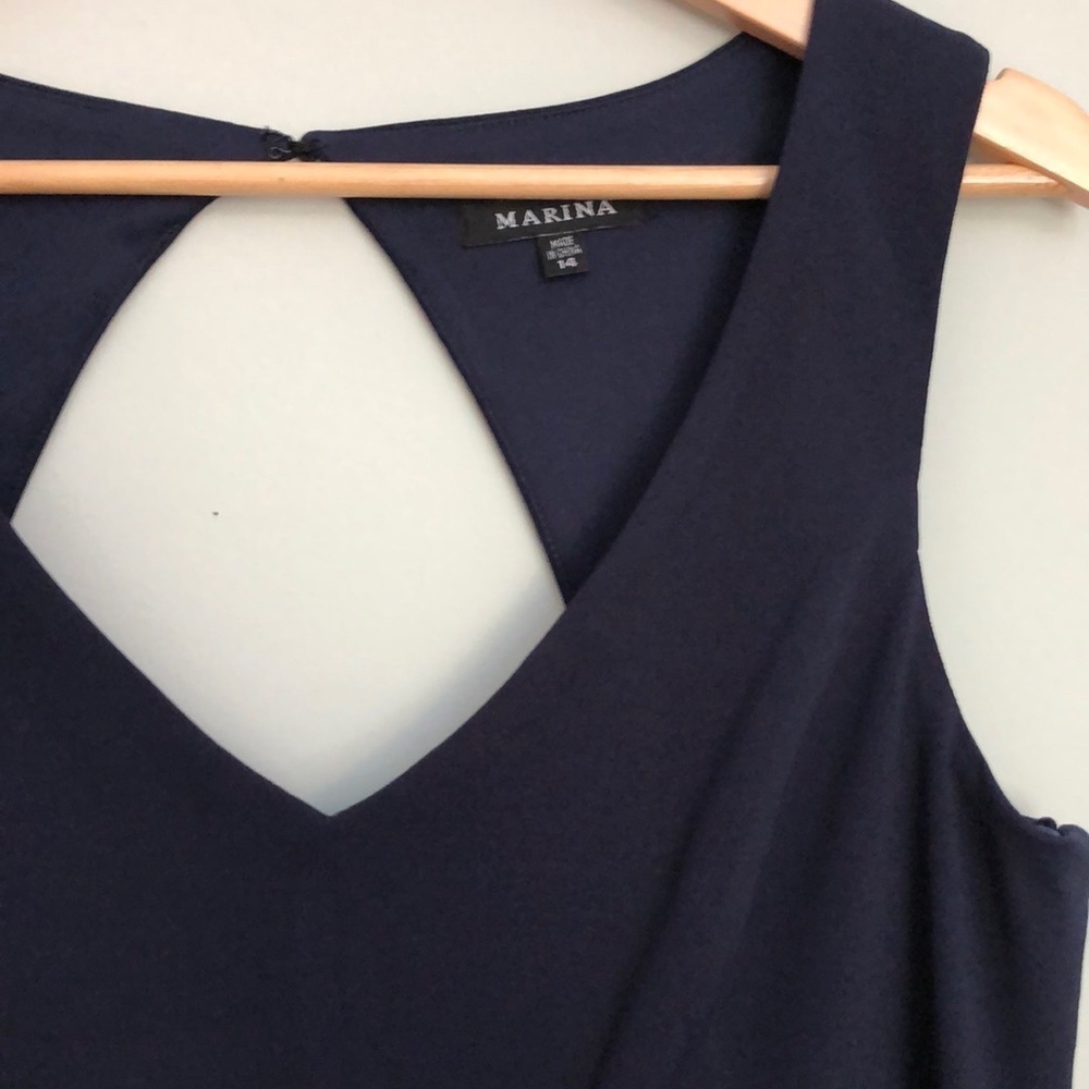 MARINA Y2K, Minimalist Feminine, Sexy Navy Blue Jumpsuit, NWT Sz 14 - Picture 10 of 17